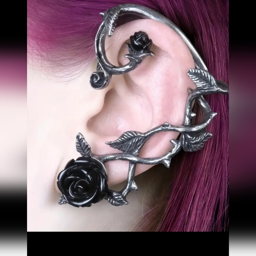 Elvish/Boho/Gothic/Vampiric/Fairy Rose Flower Design Ear Wrap